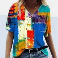 Ženske vrhove Ženska bluza s kratkim rukavima Modni grafički otisci Ljetni okrugli izrez Majice Tunic