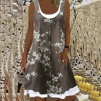 Ljetna haljina za ženske ženske bez rukava Ležerne cvjetne tiskanje plaže Long Maxi Labava haljina od