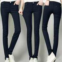 LisingTool traperice za žene Visoko uspona modna Jean Classic Solid Boja gležnjače Jeans casual obične