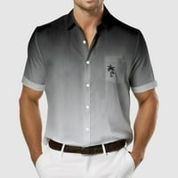 Posteljine za muškarce, muškarci casual modne ogrlice za zatvaranje kratkih rukava sa džepovima kardigan gumb za bluzu košulju crne 8