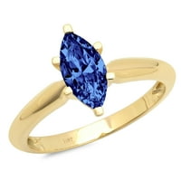 1CT Marquise Cut Blue Simulirani tanzanite 18k žuti zlatni godišnjički angažman prsten veličine 10.75