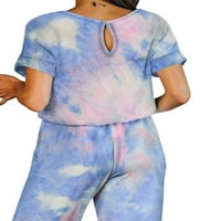Ljetni kratki rukav Pidžami postavlja ženske hlače elastične strugove i majicu za vrata posade