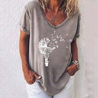 Qazqa ženski casual v izrez majica s kratkim rukavima cvjetni ispis bluza plus veličina