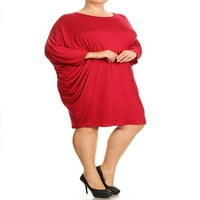 Ženska puna ležerna labava fit bočni draped Dolman rukavi plus veličina haljina izrađena u SAD-u