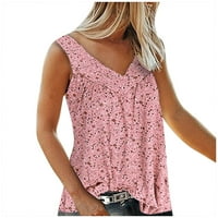 Košulje za žene V-izrez bez rukava Ležerne tuničke cvjetne print ružičaste l