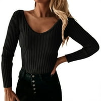 Ketyyh-CHN Bluze s dugim rukavima za žene labave meke majice za žene vrhove bluze crne, 2xl