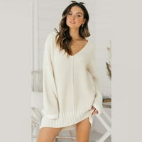 Dolith jesen, Zimski kardigan džemperi za žene, plus, prevelizirani, topli, bijeli, ženski dugi rukav