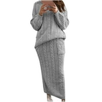 Ecqkame Women Zima Ležerni Chunky kabel Klit dugačka suknja Olovka Oprema za čišćenje prevelike pulover