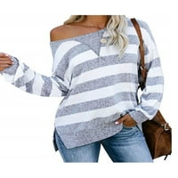 Fonwoon ženska prugasta bluza s dugim rukavima plus veličine tuničke majice