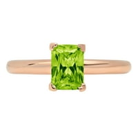 CT Sjajni smaragdni rez prozirni simulirani dijamant 18k ružičasto zlato pasijans prsten sz 5.5