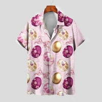 Mens Tops Clearence ispod 5 dolara, Muški Uskrsni print Havajska majica Casual Udobna majica na plaži