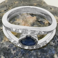 Britanci izrađeni sterling srebrni prirodni safir i dijamantni prsten žena - Veličine opcije - Veličina