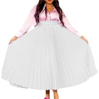 Glookwis dame sa remen duge suknje Bohemijske suknje Boho Casual High Squik A-line suknja bijela l