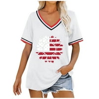 Čišćenje babysule Žene Ljeto Vrhunska ženska casual labava američka zastava Ispis V-izrez tiskane majice