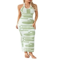 Žene Graphics dugačka haljina Bodycon modna tiskana vezanje haljina bez rukava bez rukava bez rukava