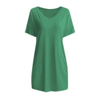 Žene ljetne haljine V-izrez čvrstog ispisa Ležerne haljine zeleni xl