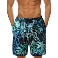 Muškarci Summer Kratki pantski ispisani kratki labavi vrpci džepne ploče Casual Pant kratka plaža moda