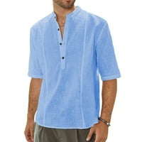 Plava havajska majica za muškarce Muška ljetna casual majica s pola rukava postolje ovratnik košulja