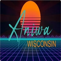 Aniwa Wisconsin Vinil Decal Stiker Retro Neon Dizajn