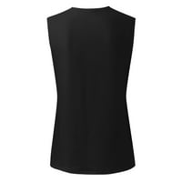 Cleance Womens Ljetni vrhovi Ležerne prilike bez rukava Čvrsta ženska modna bluza V-izrez, crna, l