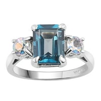 Sterling srebrni prirodni london plavi topaz i živa Opal Topaz tri kamenog prstena
