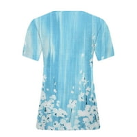 PETAL kratki rukav plus veličine za žensko ljeto V izrez cvjetni ispis tunika bluza Ležerne prilike lagane izdvajaju majice
