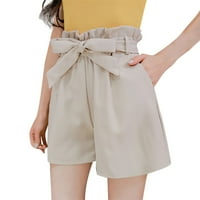 Žene proljeće i ljetne casual šarene hlače u obliku boja visoke struke casual pantalone bež xl