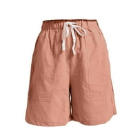 Umitay ženske casual pantalone elastične struke kratke hlače džepove Ljetne posteljine kratke hlače