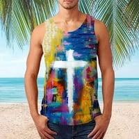 Muška ljetna modna casual plaža morska obala Digitalni 3D tiskani okrugli vrat bez rukava bez rukava