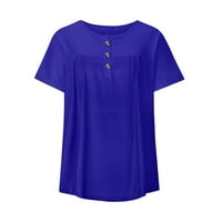 Ženska žena Ljetna tunika vrhovi okrugli izrez Bluze kratkih rukava s majicom s džepovima L