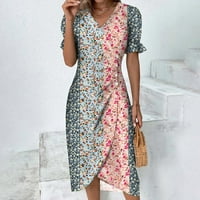 Cuoff ljetne haljine za žene Ženska ljetna casual mini haljina V izrez A-line boho ditsy cvjetni flounce