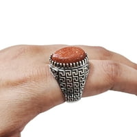 Prirodni mens prsten, vatreni prsten, prsten, srebrni nakit, srebrni prsten, poklon, teški muški prsten,