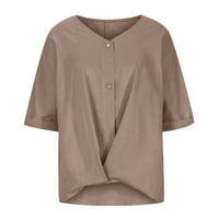 Ljetna štedna klirenska bluza xihbxyly majice za žene Trendy, ženska V-izrez dugih rukava labav gumb