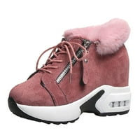 Mortilo Laceup okrugli prsti držite sniježne klinove Povećajte čizme Velvet Interne ženske cipele plus