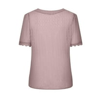 Dianli Fashion čipke za patchwork vrhove za ženske bluze s kratkim rukavima od pulover s kratkim rukavima Slatka zabava majica ružičaste s