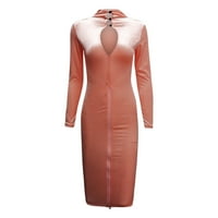 Vremenska pahuljica Modna večerska haljina haljina Slim Sexy šuplja duga suknja ružičasta, xxl