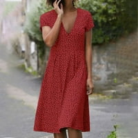 Plus veličina haljina za žene modni ljetni casual v-izrez Friralni ispis kratkih rukava labava haljina
