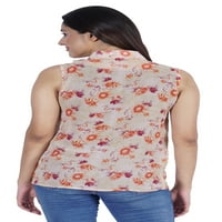Moomaya ženska majica bez rukava prema dolje gornje tiskane ležerne ljetne čiste bluze