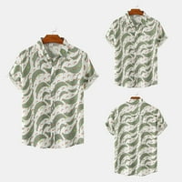 MENS PLUS majice za čišćenje Havajska majica na plaži s kratkim rukavima, tiskani ljetni casunski gumb