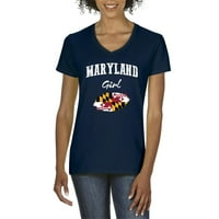 - Ženska majica V-izrez kratki rukav - Maryland Girl