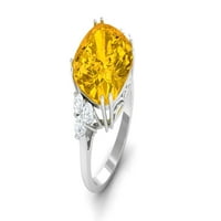Laboratorija Solitaire porastao je žuti safirni prsten sa moissine TRIO za žene, 14k bijelo zlato, SAD