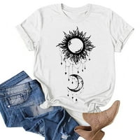 Outfmvch T majice za žene Sun Moon Star Print majica kratkih rukava majica Ženske vrhove Košulje za