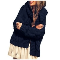 Entyinea Woman Winter popust kaput Otvoreni prednji dečko letvice s dugim rukavima Fuzzy pletene džempere