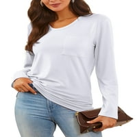 HAITE WOGE TEE dugih rukava majica CREW CACT THORIES TUNIC TUNIC BLOUSE Čvrsto boje pulover bijeli l