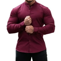 Hanas moda casual majica majice muške mišićne košulje Slim Fit Stretch dugih rukava casuni majice za