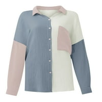 Paille ženska majica Ležerne košulje dugih rukava labav bluza Elegantna ured gumb dolje vrhovi Blok