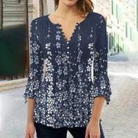 Fjofpr majice za rukav za žene V izrez Tunika tiskana majica za bluze casual pulover vrhove