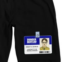 Office Dunder Mifflin Značka za zaposlenik Muškarnog crnog sna Pajama kratke hlače