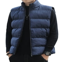 Prednjeg swalk mens prsluka Čvrsta boja kaput puna zip odjeća zimska topla modna jakna prsluk bez rukava