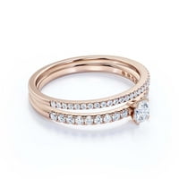 Zasljepljujući Art Deco 1. Okrugli rez dijamantski prsten za ruke, vjenčani prsten, jedan odgovarajući